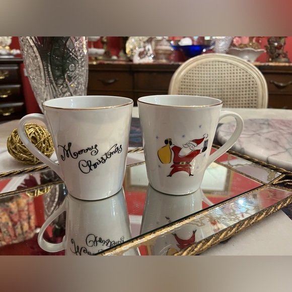 Lot Of 2 Vintage Merry Brite Porcelain MERRY CHRISTMAS Mugs: Santa • Reindeer - Picture 7 of 9